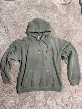 Reclaimed Vintage Olive Pullover Hoodie with Embroidered Chest Emblem
